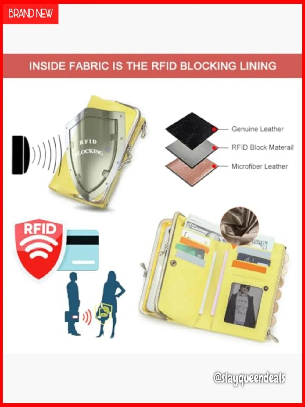 Full Grain Goat Leather Kiss Lock Wallet with RFID Blocking